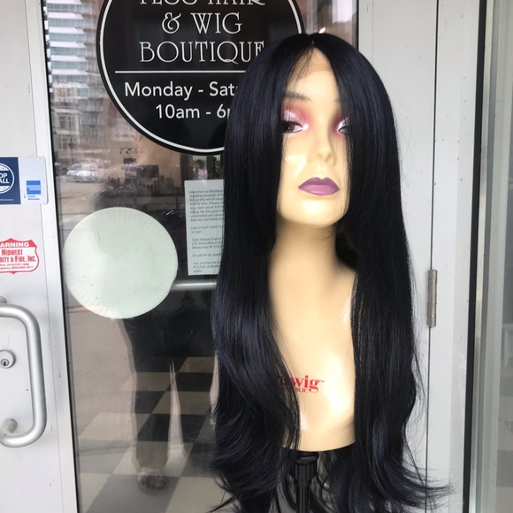 Blue black Wig Lacefront Swisslace Long Layers Wig